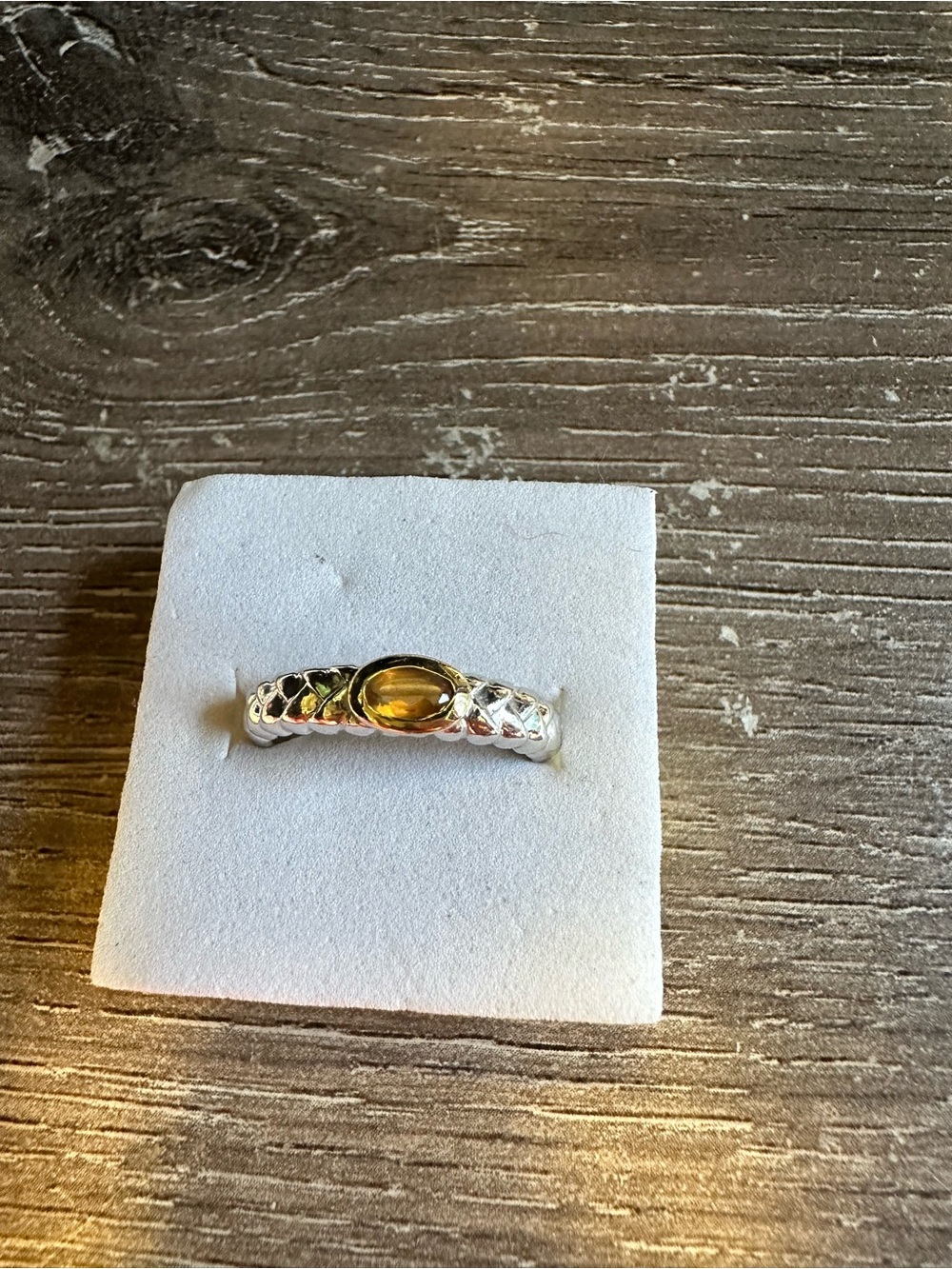 Alwand Vahan AV 14kt Sterling Silver  Oval Citrine Gemstone Ring Size 6.5